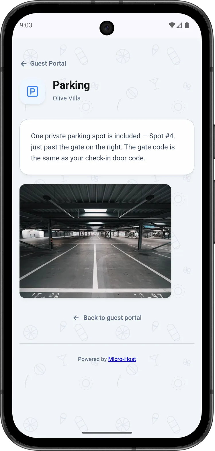 Guest Portal parking details