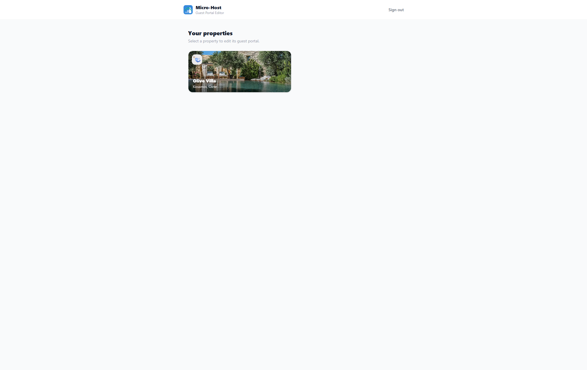Guest Portal property selection